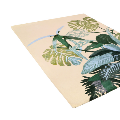 Light Rectangular Rug With Vibrant Botanical Pattern