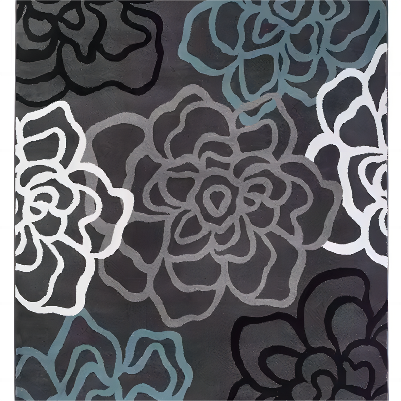 Black Rug With Floral Pattern