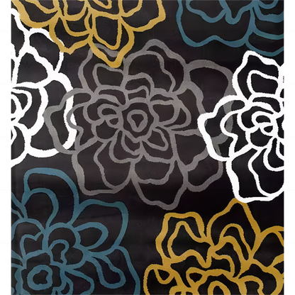 Black Rug With Floral Pattern