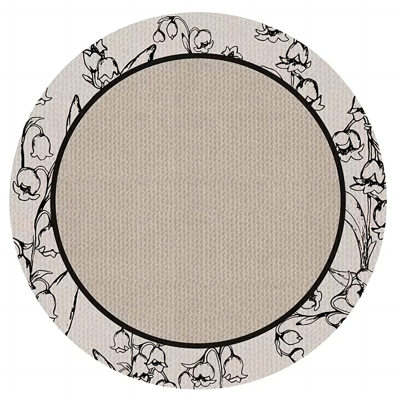 Light Round Rug With Petal Pattern