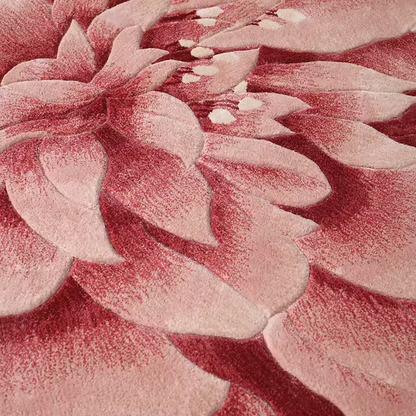 Pink Round Rug With Floral Pattern