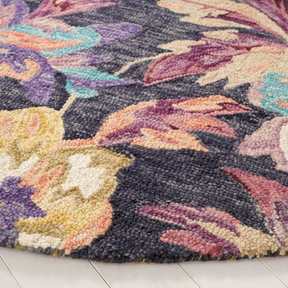 Elegant Vibrant Floral Round Rug