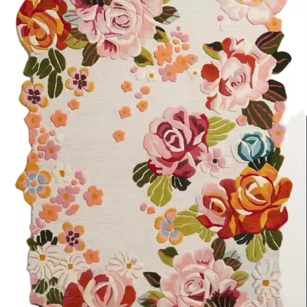 Rug With Complex And Lively Floral Universe In Pink Background