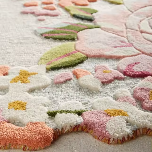 Rug With Complex And Lively Floral Universe In Pink Background