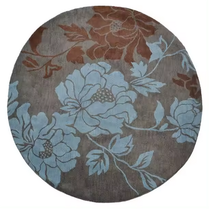 Gray Hand Tufted Rug With Petal Pattern