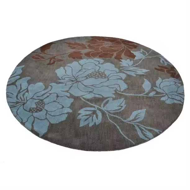 Gray Hand Tufted Rug With Petal Pattern