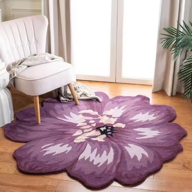 Rug With Blooming Purple Petals