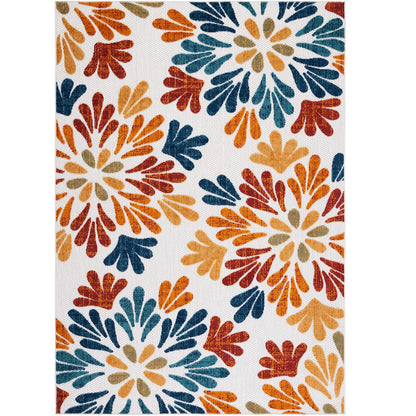 Rectangular Rug With Bright Floral Pattern