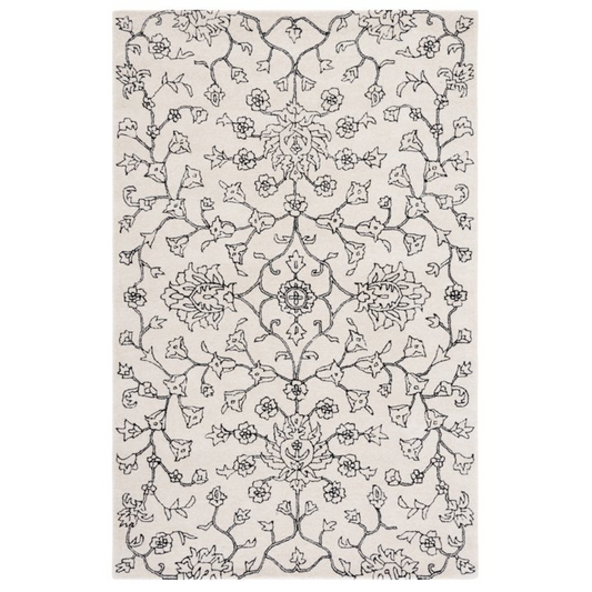 Beige Rug With Exuberant Floral Pattern